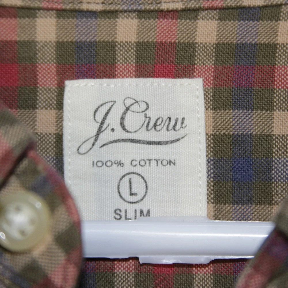 J Crew Slim Fit Plaid Button Down Shirt Mens Large 100% Cotton Formal‎ Party